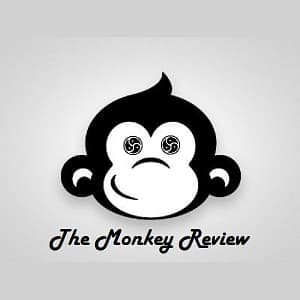 Just Monkey Business  Logo of monkey's head on great background for The Monkey Review